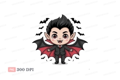 Chibi vampire wearing suit and cape cartoon character Product Image 1
