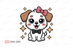 Cute white puppy with pink bow and bowtie image Product Image 1