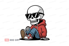 Cool skeleton wearing sunglasses and hoodie jeans sneakers Product Image 1