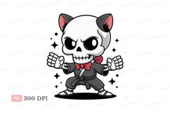 Cartoon skeleton martial artist with cat ears image Product Image 1