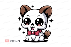 Cute black dog wearing pink bow puppy white Product Image 1