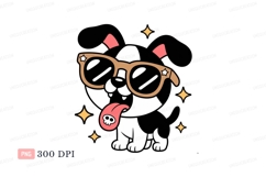 Cool dog wearing sunglasses tongue skull Product Image 1