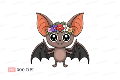 Cute bat wearing flower crown animal Product Image 1