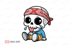 Cute skeleton with bandana and drooling blue Product Image 1