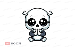 Cute skull character with crossed bones cartoon Product Image 1