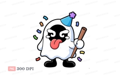 Black character celebrating with party hat and stick Product Image 1