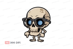 Cartoon skeleton wearing glasses blue black Product Image 1