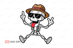 Skeleton wearing hat and sunglasses sticking out tongue Product Image 1