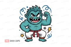 Fierce turquoise monster flexing white belt Product Image 1