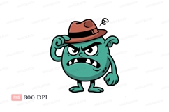 Teal creature wearing fedora sunglasses Product Image 1