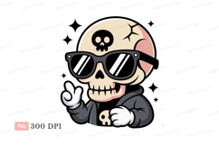 Cool skeleton wearing sunglasses making peace sign Product Image 1
