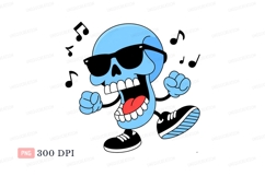 Blue skull with sunglasses screaming tongue Product Image 1