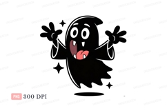 Spooky Ghost Tongue Out halloween cartoon Product Image 1