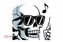 Skeleton wearing sunglasses listening to music skull Product Image 1