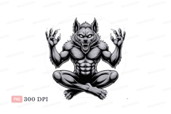 Muscular werewolf meditating with claws creature monster Product Image 1