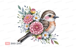 Bird floral arrangement flowers pink Product Image 1