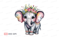 Cute elephant adorned with flowers floral headdress Product Image 1