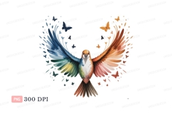 Colorful bird with rainbow wings and butterflies butterfly Product Image 1