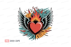 Flaming winged heart wings flame Product Image 1