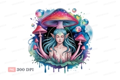 Ethereal elf surrounded by psychedelic mushrooms fantasy Product Image 1