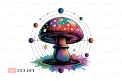 Psychedelic mushroom cosmic planets stars Product Image 1