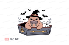 Walrus wearing witch hat in coffin anchor Product Image 1