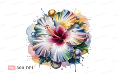 Colorful hibiscus flower with iridescent bubbles image Product Image 1