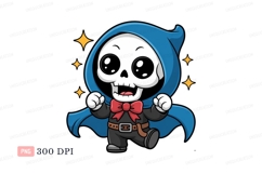 Cute grim reaper with blue cloak and red bow image Product Image 1