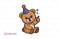 Cute bear wearing party hat teddy celebration Product Image 1