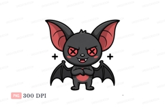 Cute bat with red eyes and wings cartoon character Product Image 1