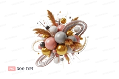 Pink gold white spheres abstract arrangement image Product Image 1