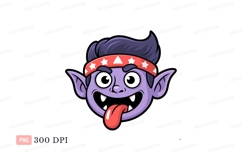 Purple monster with red headband cartoon character Product Image 1