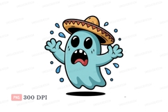 Blue ghost wearing sombrero scared Product Image 1