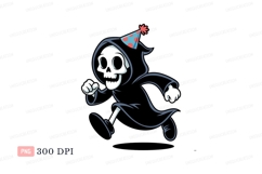 Grim reaper wearing party hat skeleton Product Image 1