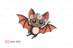 Cute bat wearing flower crown wings Product Image 1