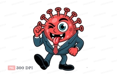 Cartoon virus character in suit blue Product Image 1