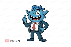 Blue monster winking wearing suit image Product Image 1