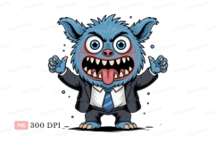 Blue furry monster in suit image Product Image 1