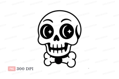 Cartoon skull bone halloween drawing Product Image 1