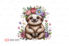 Cute sloth wearing flower crown animal Product Image 1