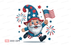 Patriotic Gnome Waving American Flag stars Product Image 1