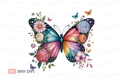Colorful butterfly adorned with flowers floral wings Product Image 1