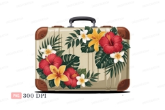 Tropical floral suitcase travel flowers Product Image 1