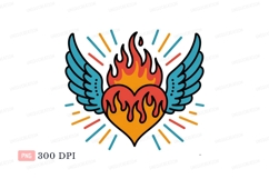 Flaming heart with wings flame fire Product Image 1