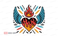 Flaming Heart With Wings flame fire Product Image 1