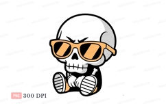 Skull wearing sunglasses and mask orange white Product Image 1
