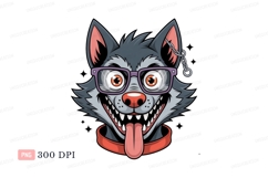 Crazy wolf wearing glasses tongue chain Product Image 1