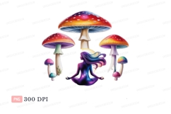 Psychedelic mushrooms and meditating figure fantasy Product Image 1