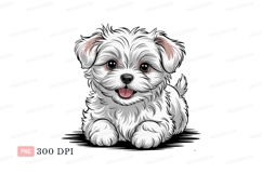 Fluffy white puppy with pink ears cute Product Image 1