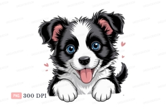 Happy Border Collie Puppy black Product Image 1